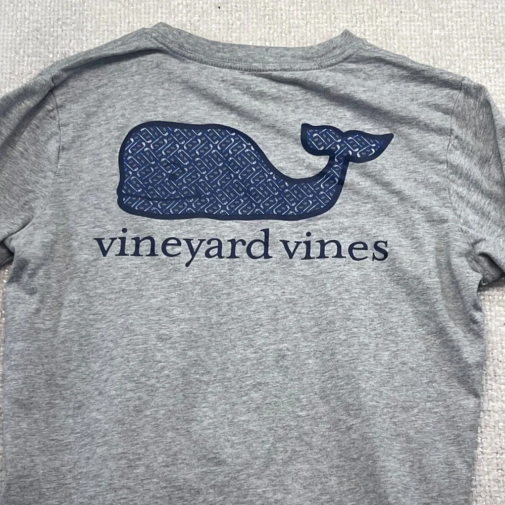 Vineyard Vines Youth‎ 12-14 Long Sleeve Gray Pocket Tee Whale Logo Shirt